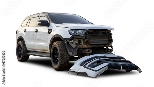 Φωτογραφία Transparent background PNG file of closeup car in front has been damaged by acci