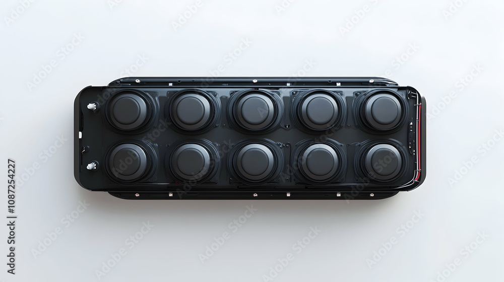 Electric Vehicle Battery Pack Top View on White Background Electric Vehicle Battery Pack Top View on White Background