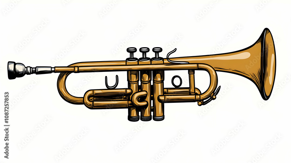 Trumpet Illustration - Brass Instrument Music Trumpet Illustration - Brass Instrument Music