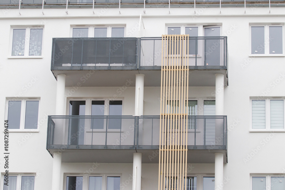 Multi-family apartment block with lots of windows