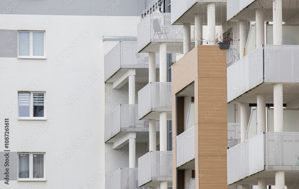 Multi-family apartment block with lots of windows