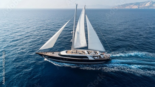 Luxury Yacht Sailing on the Open Sea: A Majestic Voyage Across the Azure Horizon