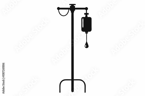 iv drip stand  silhouette isolated on a white background