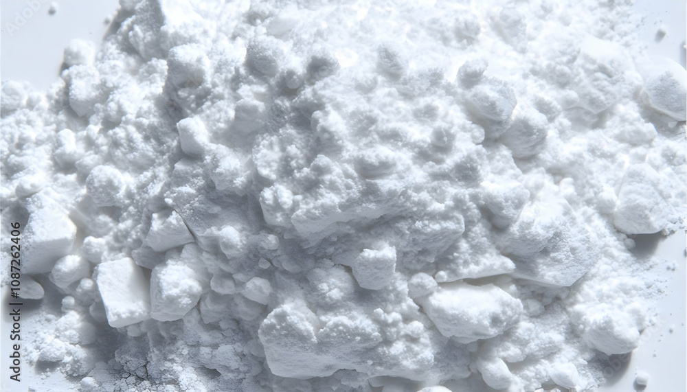 Close-up texture of white powder, possibly cornstarch or baking powder; granular, grainy, and fluffy appearance. Ideal for food, baking, or cosmetic product backgrounds. Close-up texture of white powder, possibly cornstarch or baking powder; granular, grainy, and fluffy appearance. Ideal for food, baking, or cosmetic product backgrounds.