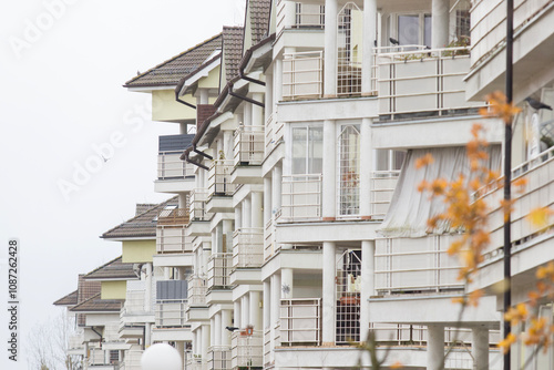 Multi-family apartment block with lots of windows