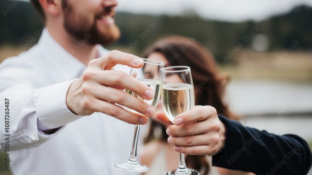 Celebrate Love and Friendship with a Toast of Champagne by the Serene Waterside - Perfect for Romantic and Social Occasions Celebrate Love and Friendship with a Toast of Champagne by the Serene Waterside - Perfect for Romantic and Social Occasions