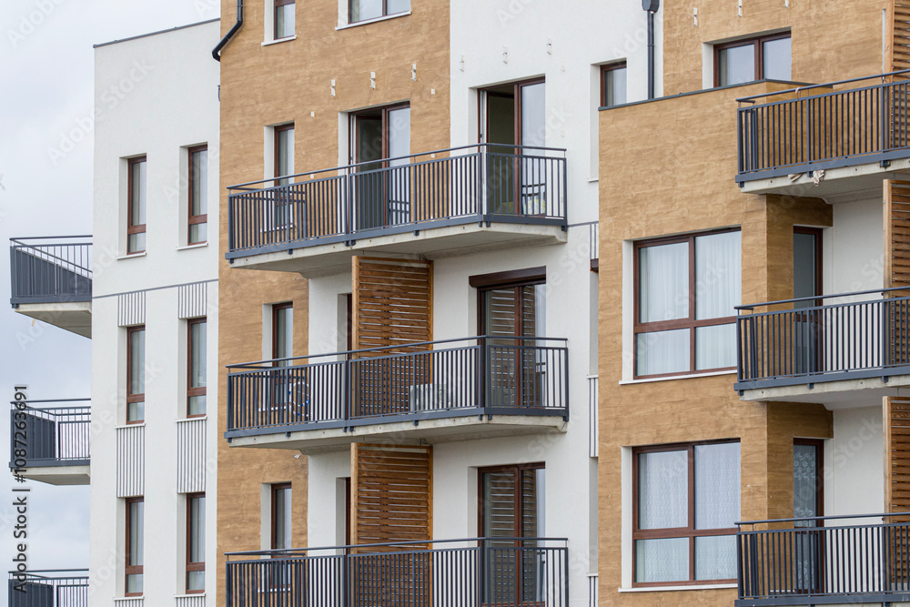 Multi-family apartment block with lots of windows