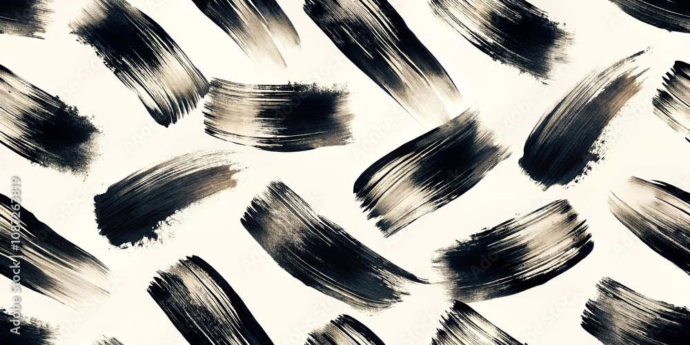 Abstract Black and Beige Brush Strokes Seamless Pattern for Design Abstract Black and Beige Brush Strokes Seamless Pattern for Design