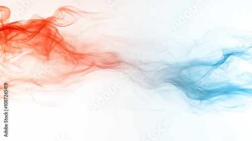 Red and blue smoke swirls together in an abstract representation of energy and duality, expressing the balance between opposing forces and emotions in life.