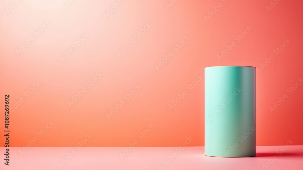 A lone teal cylinder stands on a soft pastel surface, projecting simplicity and modern elegance, enhanced by the subtle interplay of light and shadow. A lone teal cylinder stands on a soft pastel surface, projecting simplicity and modern elegance, enhanced by the subtle interplay of light and shadow.