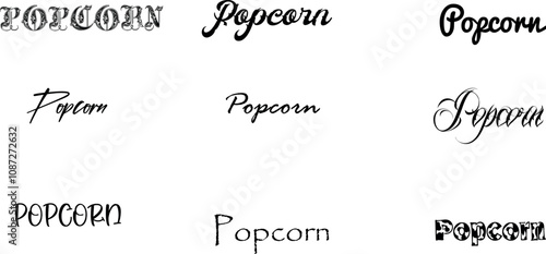 illustration, icon, text, logo, sign, popcorn, vintage, fun, food, label, banner, cartoon, graphic, vector, design, pop, box, isolated, snack, entertainment, word, poster, tasty, background, film, 