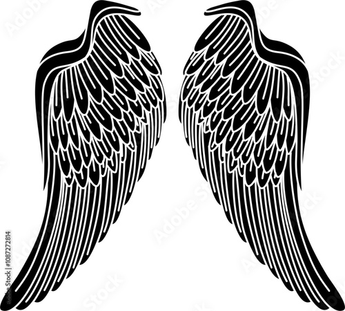 Angle wings silhouette vector