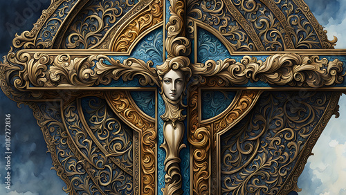 Cross, Jesus Christ, illustration of cross, ai generated
