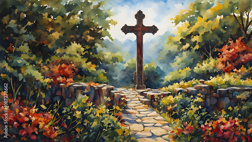 Cross, Jesus Christ, illustration of cross, ai generated