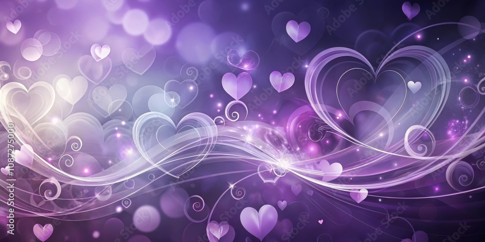 A Purple and White Abstract Heart Design With Swirls, Blurred Circles, and Twinkling Lights A Purple and White Abstract Heart Design With Swirls, Blurred Circles, and Twinkling Lights