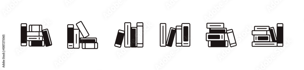 simple bookshelf library book icon set education dictionary bookcase archive signs unique style vector illustration simple bookshelf library book icon set education dictionary bookcase archive signs unique style vector illustration