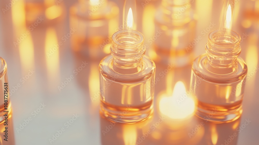 Close-up of clear glass ampoules containing liquid, elegantly arranged on a white surface, highlighting transparency and reflections, suitable for clean, professional medical use. Close-up of clear glass ampoules containing liquid, elegantly arranged on a white surface, highlighting transparency and reflections, suitable for clean, professional medical use.