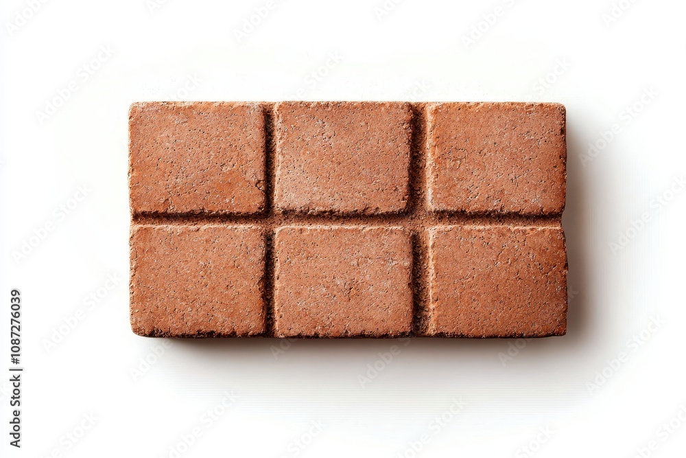 A close-up view of a chocolate bar piece on a white background, enticing and delectable. A close-up view of a chocolate bar piece on a white background, enticing and delectable.