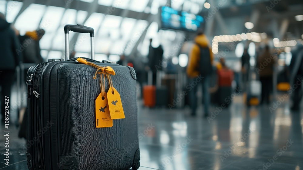 Close-Up of a Traveler's Suitcase at Airport Close-Up of a Traveler's Suitcase at Airport