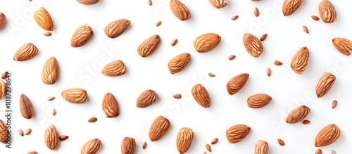 Wallpaper Mural Raw Organic Almonds Nuts Scattered Isolated On White Background Healthy Food Natural Light Torontodigital.ca