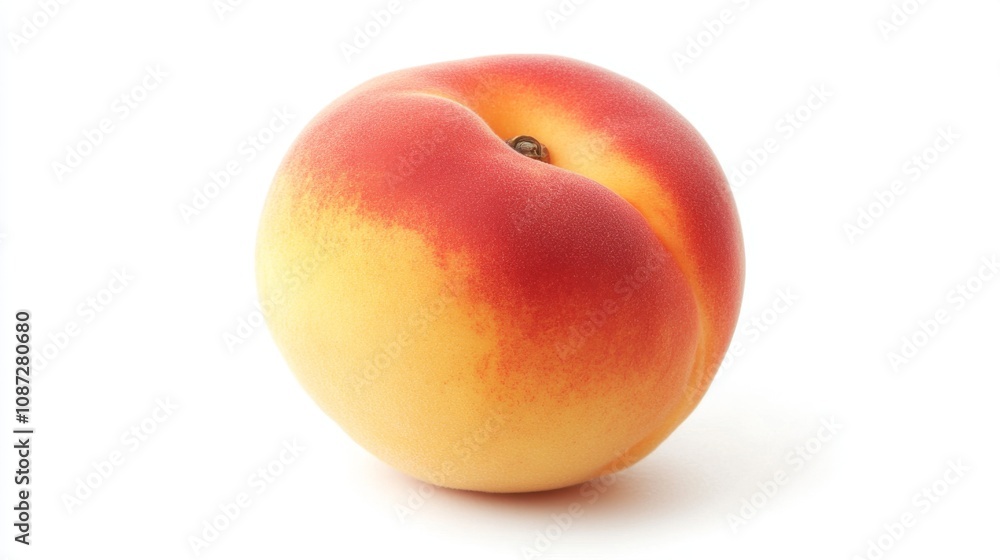 Perfectly Ripe Peach Close Up on White Background with Smooth Skin and Vibrant Colors Ideal for Culinary and Food-Related Applications Perfectly Ripe Peach Close Up on White Background with Smooth Skin and Vibrant Colors Ideal for Culinary and Food-Related Applications
