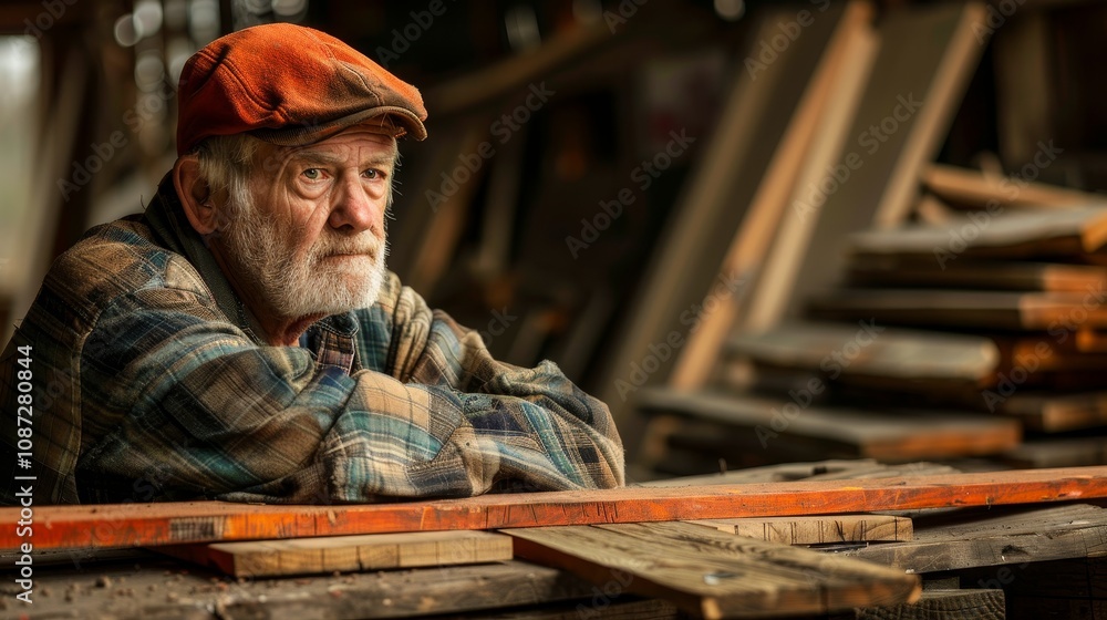 Portrait of a Senior Carpenter in His Workshop Portrait of a Senior Carpenter in His Workshop