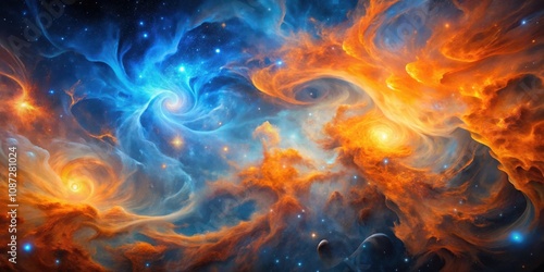 Cosmic Dance of Nebulae A Celestial Symphony of Swirling Colors and Stellar Dust