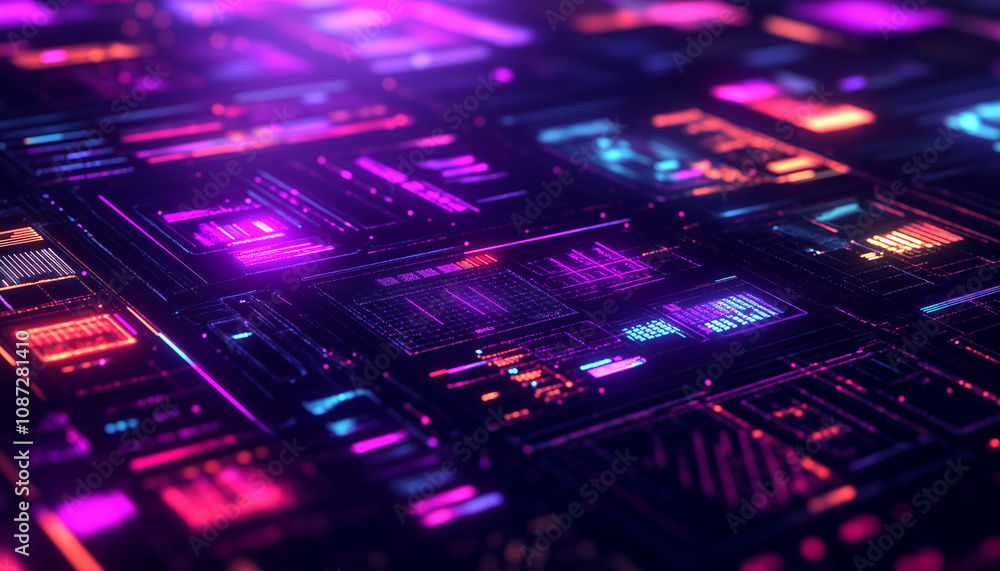 Holographic Digital Interface Pattern Holographic Digital Interface Pattern