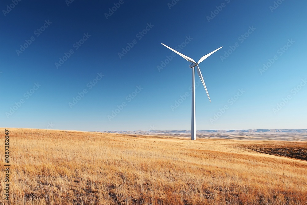 Renewable Energy: A Wind Turbine Against a Clear Blue Sky Renewable Energy: A Wind Turbine Against a Clear Blue Sky