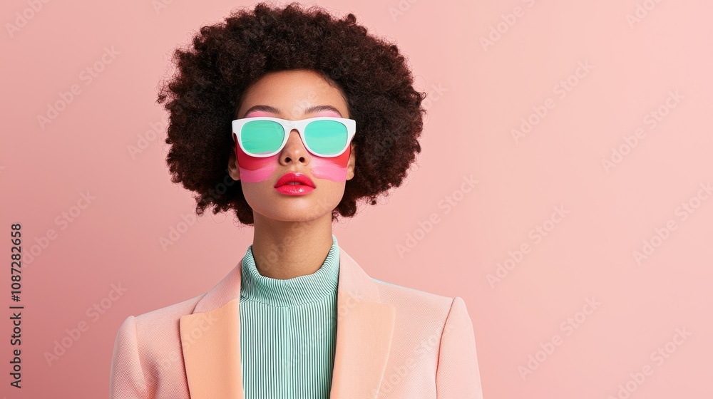 Bold Strokes, A Woman in Stylish Sunglasses and Pink Makeup Bold Strokes, A Woman in Stylish Sunglasses and Pink Makeup