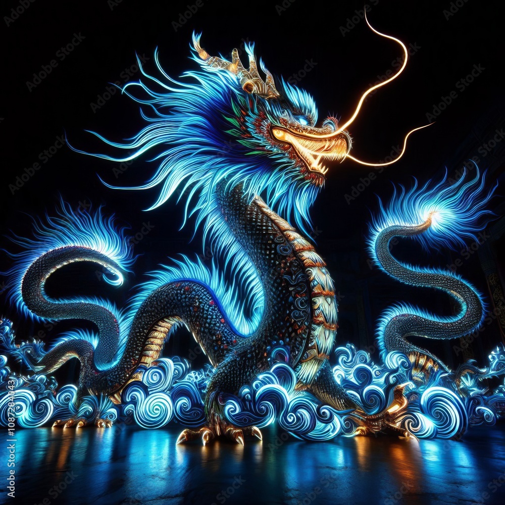 Light Painting Dragon Complex light painting creating a mythical Light Painting Dragon Complex light painting creating a mythical