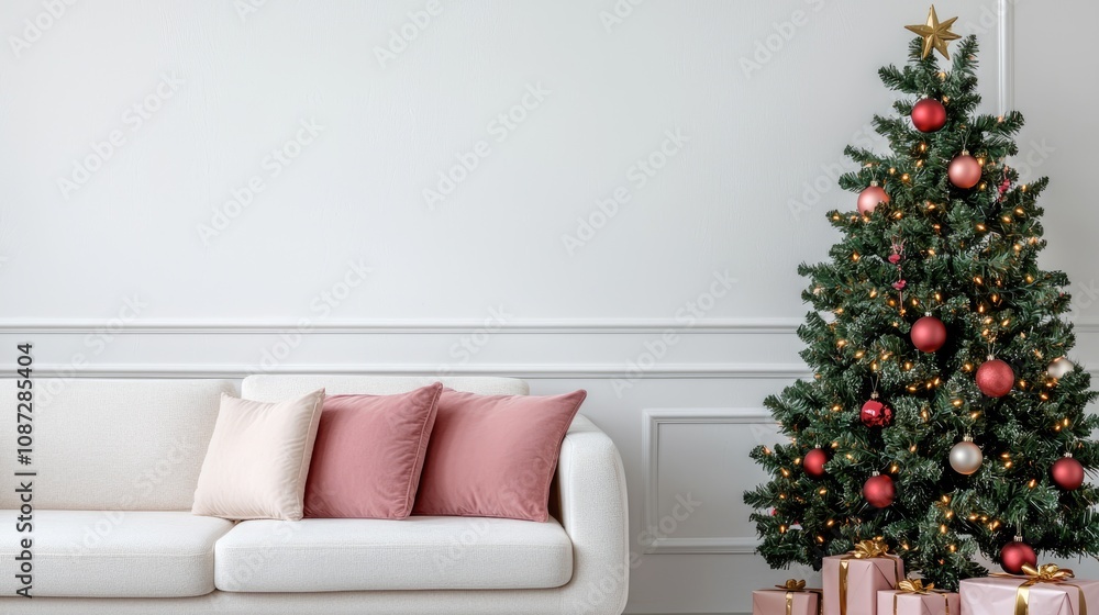 Christmas celebration lights. Room filled with holiday decorations and Christmas spirit, creating a joyful celebration, inviting, vibrant Christmas celebration lights. Room filled with holiday decorations and Christmas spirit, creating a joyful celebration, inviting, vibrant