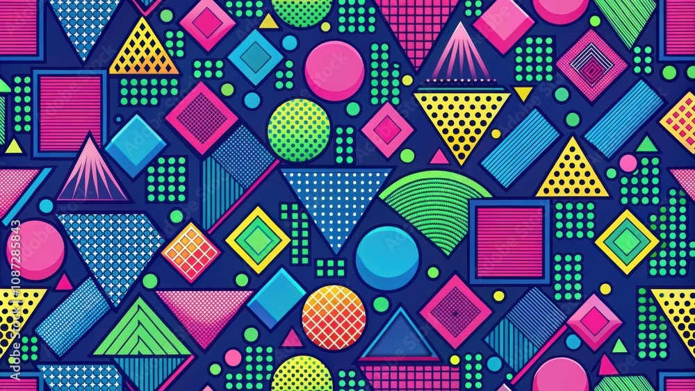 A vibrant and bold geometric pattern with a mix of shapes, colors, and textures, showcasing a dynamic and energetic design. A vibrant and bold geometric pattern with a mix of shapes, colors, and textures, showcasing a dynamic and energetic design.