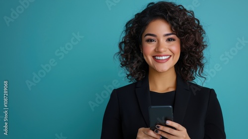 Confident Businesswoman Holding Smartphone