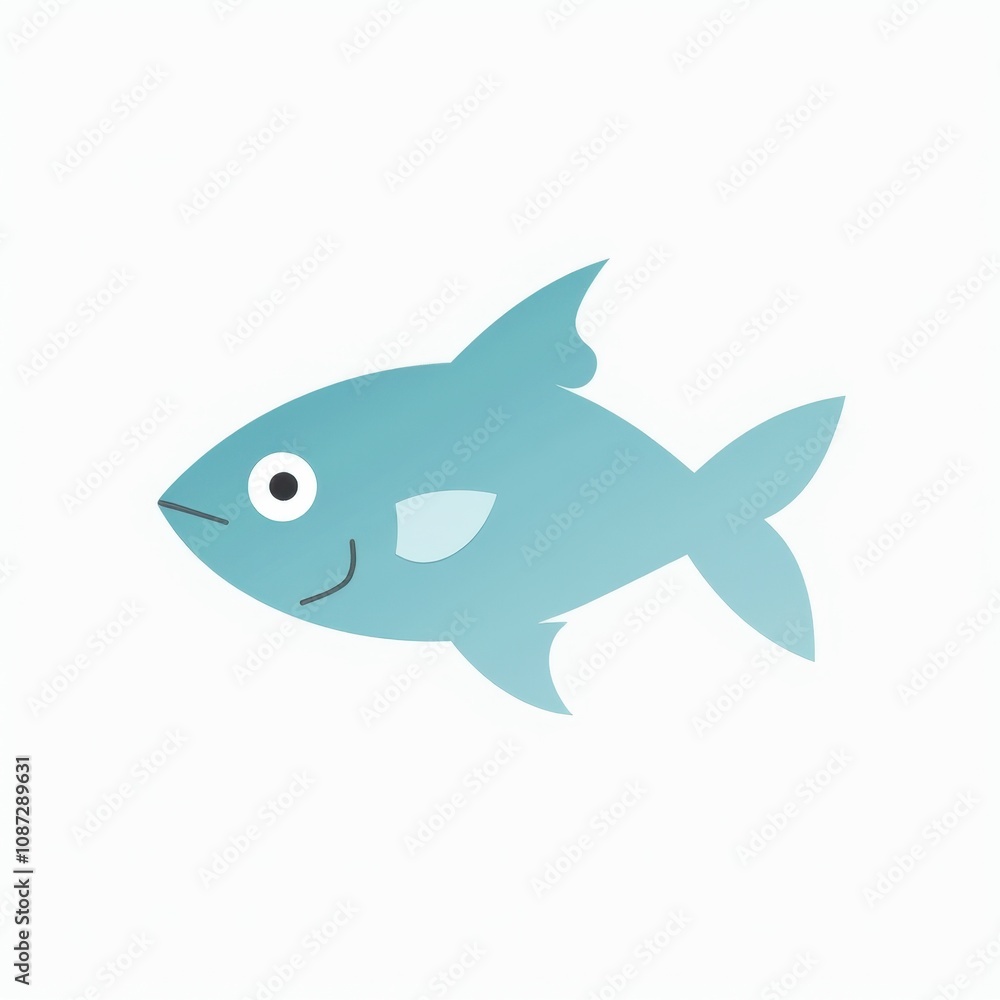 Minimalist Vector Icon of a Swimming Fish Minimalist Vector Icon of a Swimming Fish