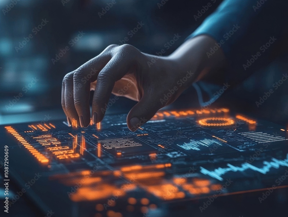 High-tech financial consultation futuristic office digital interface professional environment close-up view data analysis High-tech financial consultation futuristic office digital interface professional environment close-up view data analysis