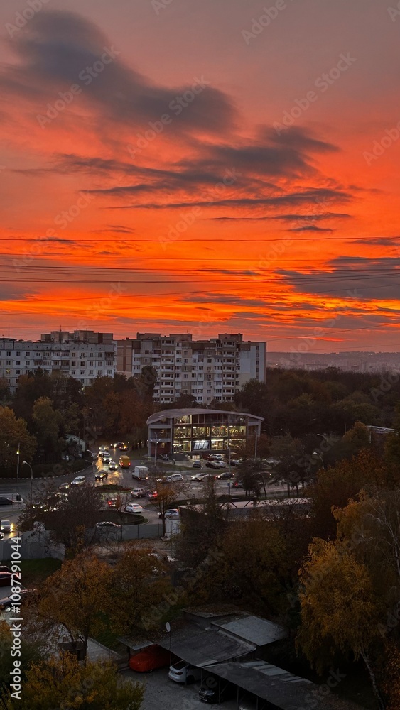 Naklejka premium sunset in the city