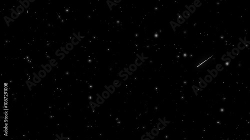 Twinkling and shooting Stars effect on Black screen background

