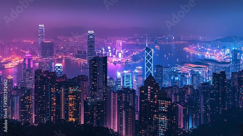 Wallpaper Mural Nighttime Hong Kong City Skyline Illuminates The Harbor Torontodigital.ca