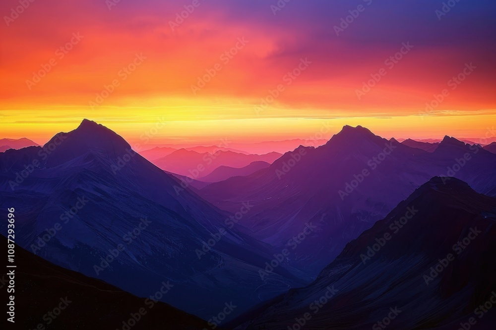 Mountains Capture Sunset Glow, Scenic Landscape View Beautifully Mountains Capture Sunset Glow, Scenic Landscape View Beautifully