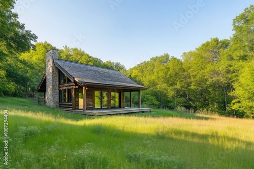 Contemporary Features in a Rustic Log Cabin Setting