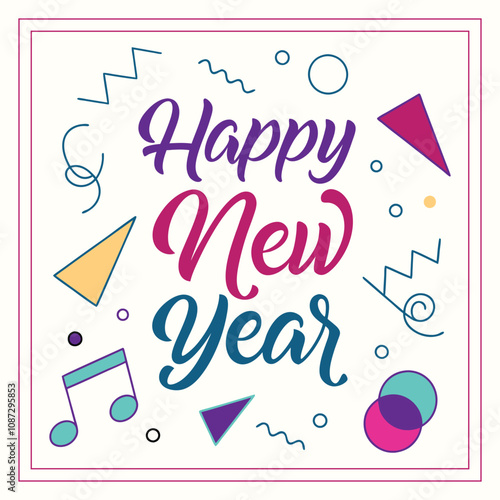 Happy new year vector template background illustration