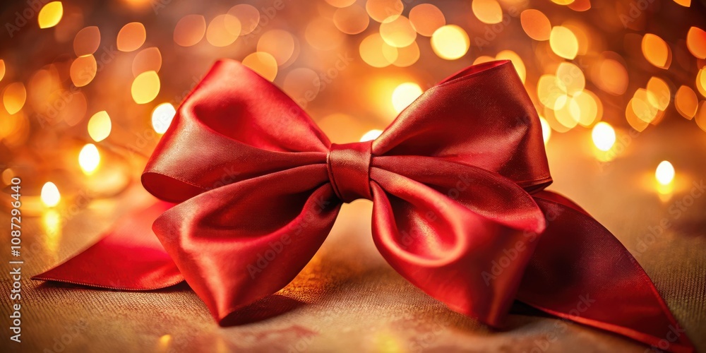 A festive red satin ribbon tied into a bow, illuminated by warm, bokeh lights, creating a romantic and celebratory ambiance. A festive red satin ribbon tied into a bow, illuminated by warm, bokeh lights, creating a romantic and celebratory ambiance.
