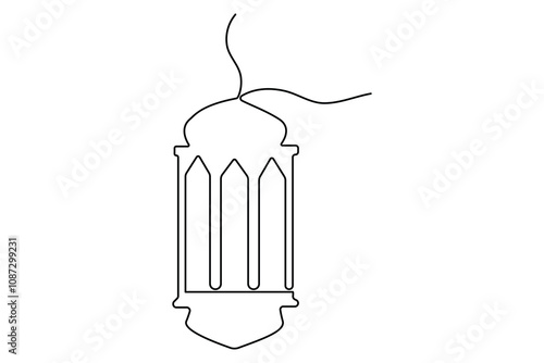 Ramadan kareem singl line art of ramadan isolated on white background outline vector art illustration
