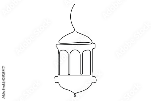 Ramadan kareem singl line art of ramadan isolated on white background outline vector art illustration
