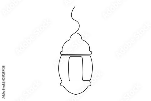 Ramadan kareem singl line art of ramadan isolated on white background outline vector art illustration

