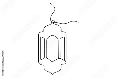 Ramadan kareem singl line art of ramadan isolated on white background outline vector art illustration
