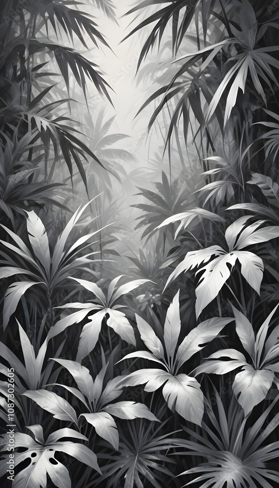 Tropical exotic pattern with animal and flowers in bright colors and lush vegetation Tropical exotic pattern with animal and flowers in bright colors and lush vegetation