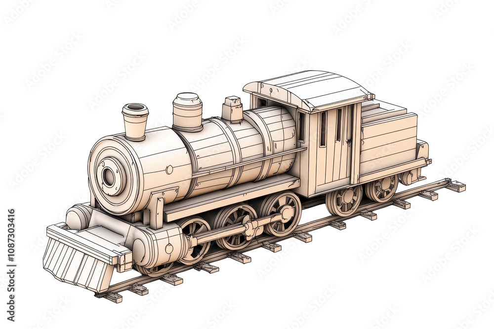 Naklejka premium Wooden train coloring book for kids to explore creativity and imaginati