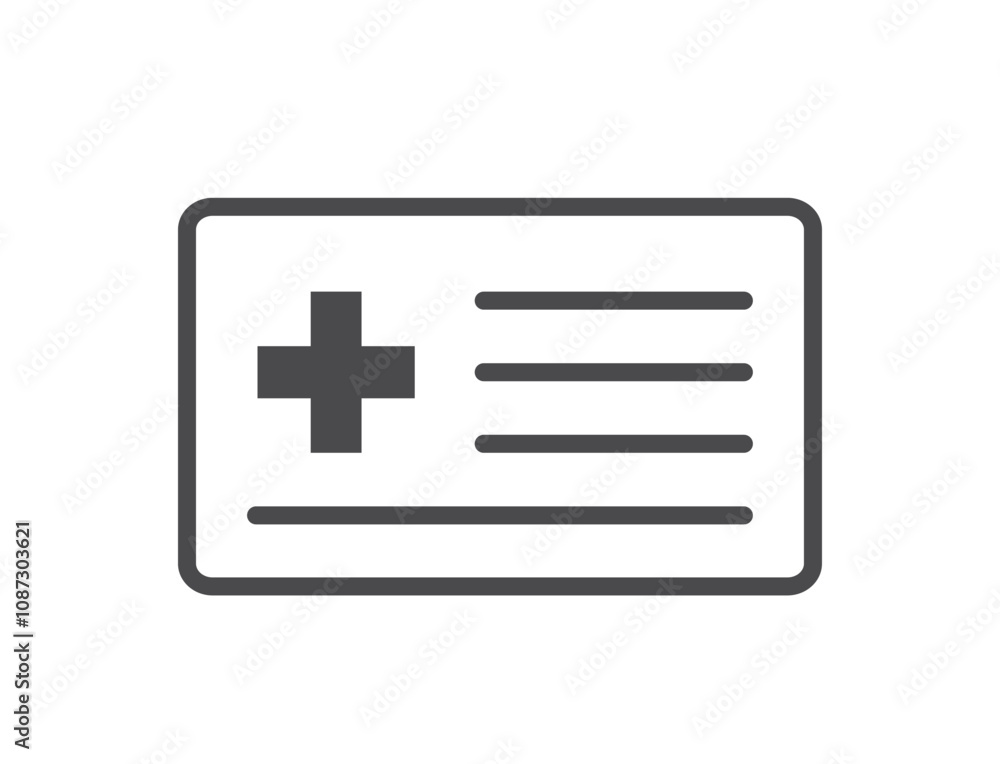 Medical card line icon. Patient document symbol. Isolated vector image in simple style Medical card line icon. Patient document symbol. Isolated vector image in simple style